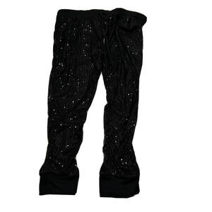 Nikki Lund Womens Size 2X Black Full Sequin Drawstring Pull On Pants Joggers NWT